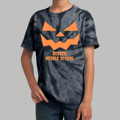 Youth Tie-Dye T-Shirt - Fall Holidays - Jack O' Lantern - Orange Thumbnail