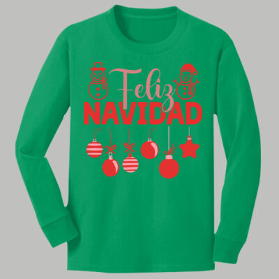 Youth Long Sleeve Shirt - Winter Holidays - Feliz Festive - Red Thumbnail