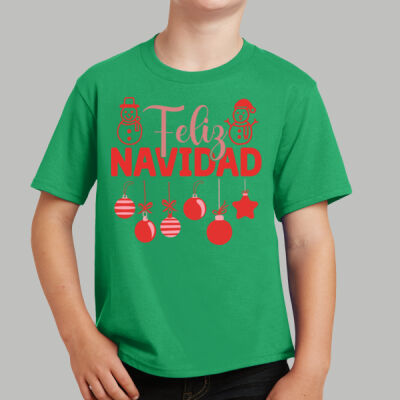 Youth T-Shirt - Winter Holidays - Feliz Festive - Red Thumbnail