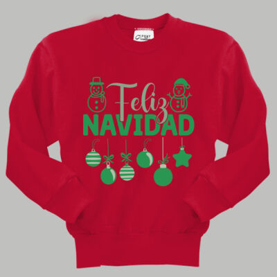 Youth Crewneck - Winter Holidays - Feliz Festive - Green Thumbnail