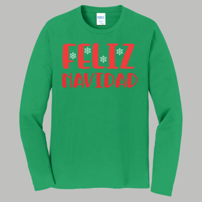 Adult Long Sleeve Shirt - Winter Holidays - Feliz Navidad - Red Thumbnail