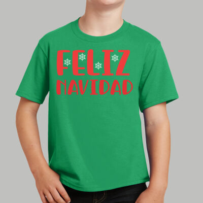 Youth T-Shirt - Winter Holidays - Feliz Navidad - Red Thumbnail