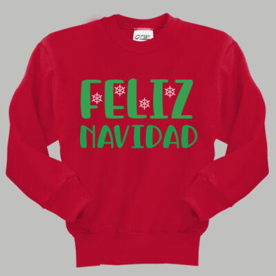 Youth Crewneck - Winter Holidays - Feliz Navidad - Green Thumbnail