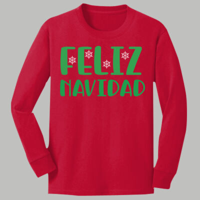 Youth Long Sleeve Shirt - Winter Holidays - Feliz Navidad - Green Thumbnail