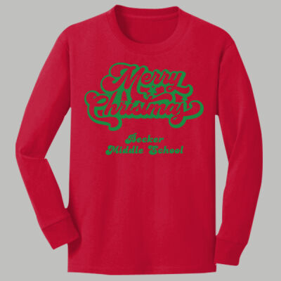 Youth Long Sleeve Shirt - Winter Holidays - Merry Christmas - Green Thumbnail