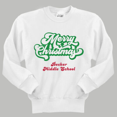Youth Crewneck - Winter Holidays - Merry Christmas - Green & Red Thumbnail